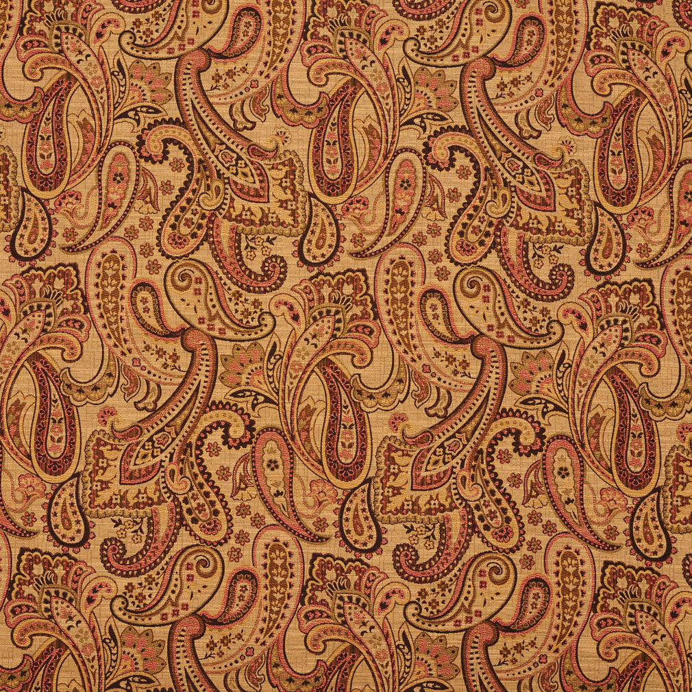 Essentials Paisley Upholstery Fabric Brown Pink Beige / Tiki Phoenix