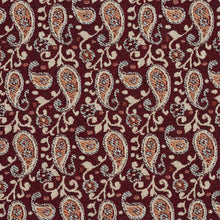 Load image into Gallery viewer, Essentials Heavy Duty Paisley Upholstery Fabric / Burgundy White Coral
