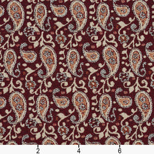 Load image into Gallery viewer, Essentials Heavy Duty Paisley Upholstery Fabric / Burgundy White Coral