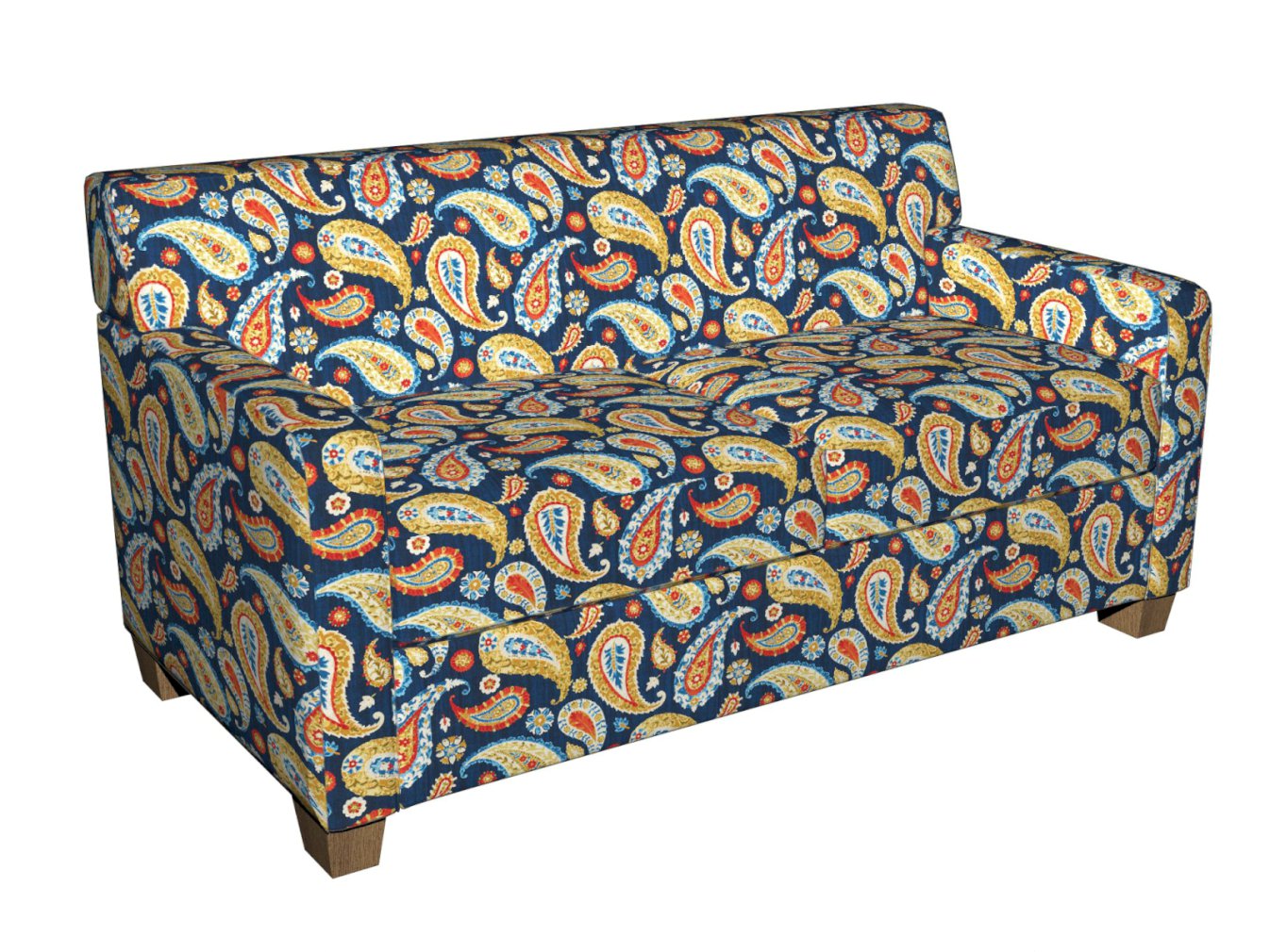 Drapery Upholstery Paisley Fabric Navy Yellow Orange | Fabric