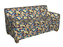 Load image into Gallery viewer, Essentials Drapery Upholstery Paisley Fabric / Navy Yellow Orange