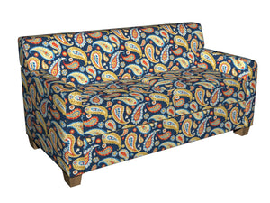 Essentials Drapery Upholstery Paisley Fabric / Navy Yellow Orange