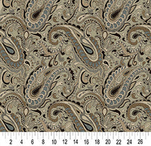 Load image into Gallery viewer, Essentials Outdoor Upholstery Drapery Paisley Fabric / Tan Gray Black