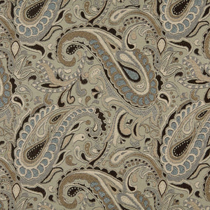 Essentials Outdoor Upholstery Drapery Paisley Fabric / Tan Gray Black