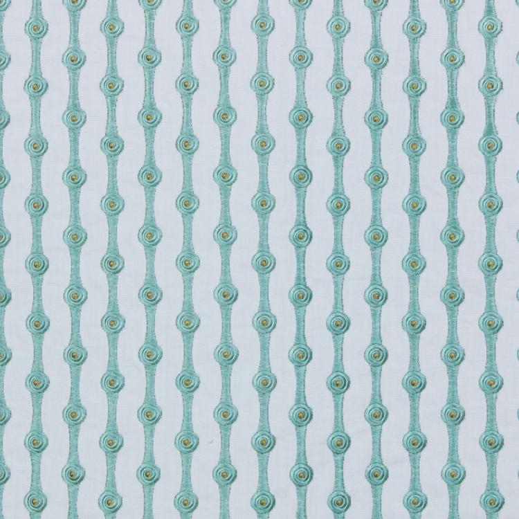 Peretti Embroidered Geometric Graphic Linen Cotton Blend Drapery Fabric / Minthe