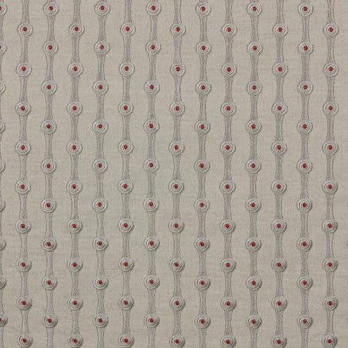 Peretti Embroidered Geometric Graphic Linen Cotton Blend Drapery Fabric / Rose