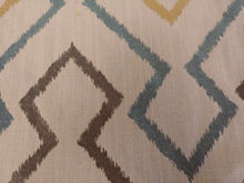 Load image into Gallery viewer, Embroidered Linen Cotton Geometric Beige Taupe Olive Gray Blue Drapery Fabric