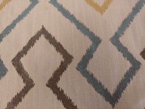 Embroidered Linen Cotton Geometric Beige Taupe Olive Gray Blue Drapery Fabric