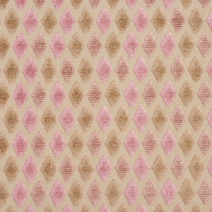 Essentials Cut Velvet Pink Beige Ivory Geometric Diamond Upholstery Drapery Fabric