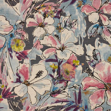 Load image into Gallery viewer, 2 Colors Cotton Linen Floral Drapery Fabric Gray Black Blue Pink / RMIL15