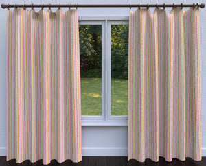 Essentials Pink Fuchsia Orange Lime Tan Ivory White Stripe Upholstery Drapery Fabric