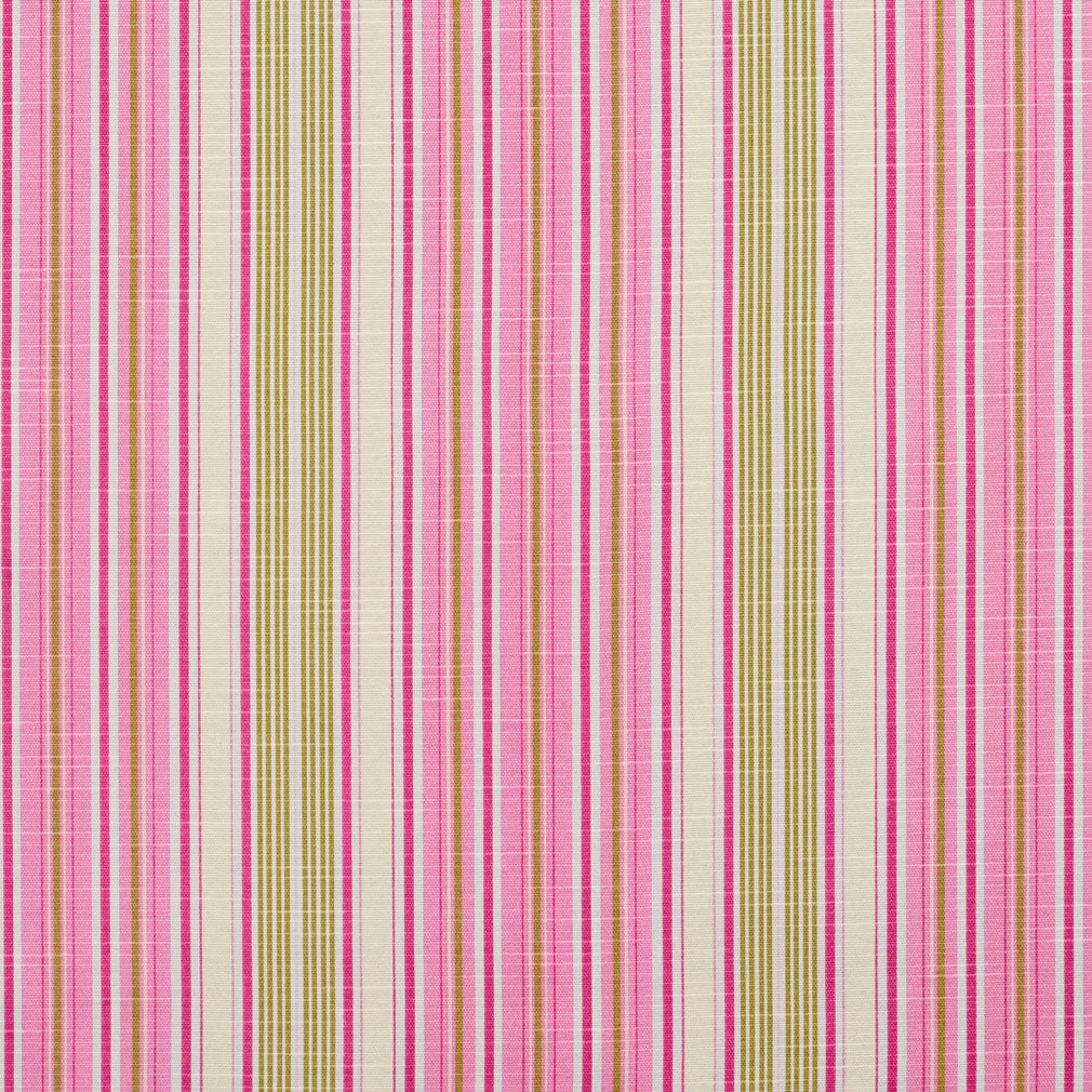 Essentials Pink Hot Pink Mustard White Stripe Upholstery Drapery Fabric
