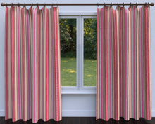 Load image into Gallery viewer, Essentials Pink Tan Crimson Brown White Stripe Upholstery Drapery Fabric