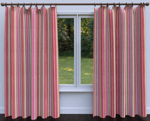 Essentials Pink Tan Crimson Brown White Stripe Upholstery Drapery Fabric