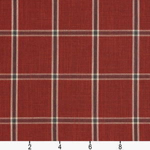Essentials Heavy Duty Plaid Upholstery Drapery Fabric / Red Gray Beige