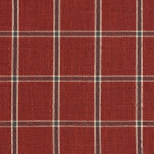 Essentials Heavy Duty Plaid Upholstery Drapery Fabric / Red Gray Beige