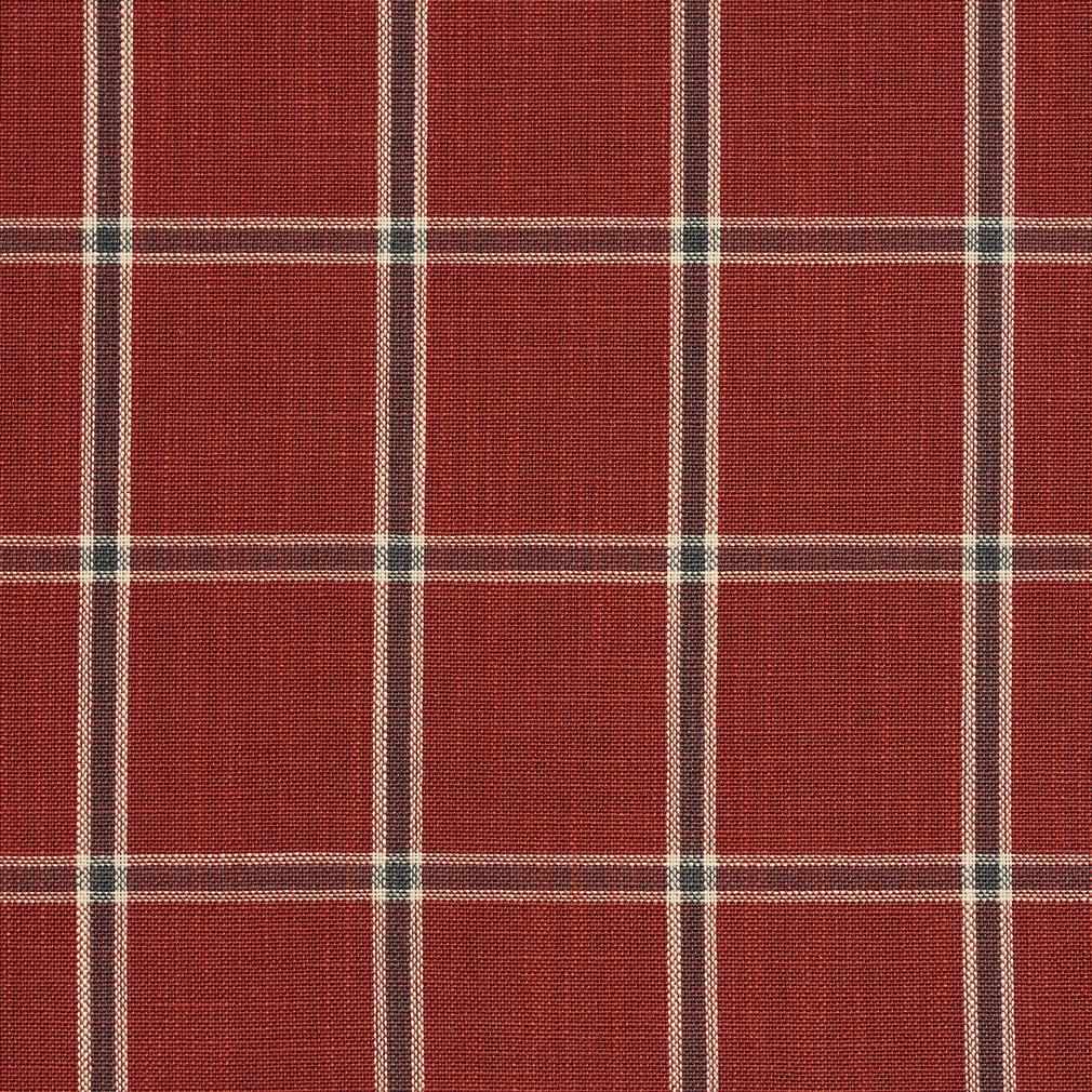 Essentials Heavy Duty Plaid Upholstery Drapery Fabric / Red Gray Beige