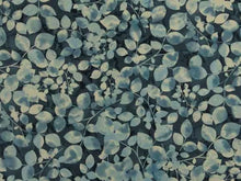 Load image into Gallery viewer, Water &amp; Stain Resistant Cotton Navy Blue Botanical Leaves Upholstery Drapery Fabric