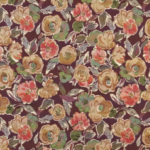Essentials Cityscapes Purple Mustard Crimson Blue Green Botanical Leaf Upholstery Drapery Fabric