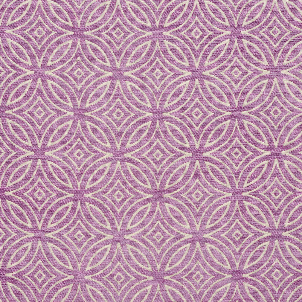 Essentials Chenille Purple White Geometric Medallion Upholstery Fabric