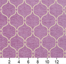 Load image into Gallery viewer, Essentials Chenille Purple White Geometric Trellis Upholstery Fabric