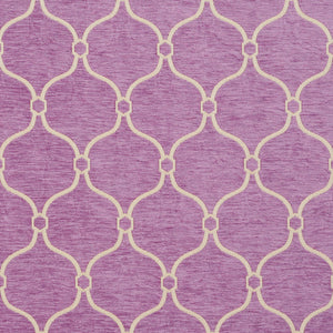 Essentials Chenille Purple White Geometric Trellis Upholstery Fabric
