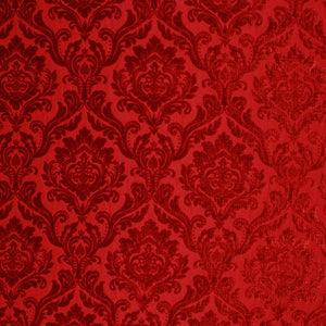 Damask Chenille Upholstery Drapery Fabric / Red