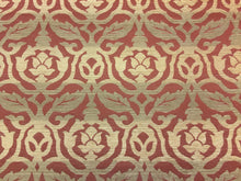 Load image into Gallery viewer, Rusty Red Gold Beige Medallion Water &amp; Stain Resistant Chenille Upholstery Fabric