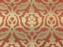 Load image into Gallery viewer, Rusty Red Gold Beige Medallion Water &amp; Stain Resistant Chenille Upholstery Fabric