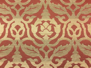 Rusty Red Gold Beige Medallion Water & Stain Resistant Chenille Upholstery Fabric