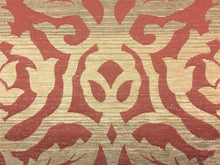 Load image into Gallery viewer, Rusty Red Gold Beige Medallion Water &amp; Stain Resistant Chenille Upholstery Fabric