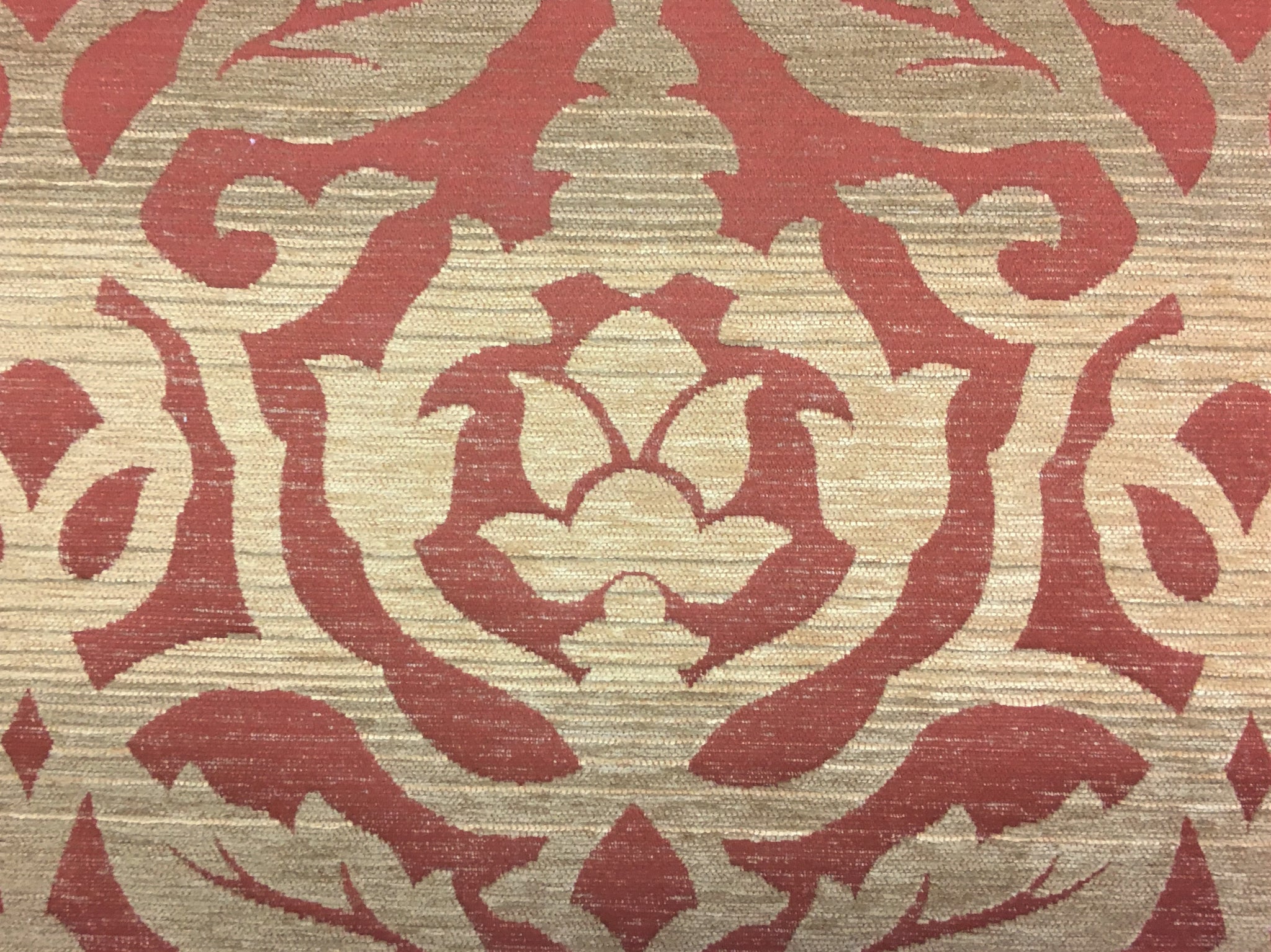 Rusty Red Medallion Chenille Upholstery Fabric, Fabric Bistro, Columbia