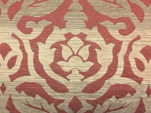 Load image into Gallery viewer, Rusty Red Gold Beige Medallion Water &amp; Stain Resistant Chenille Upholstery Fabric