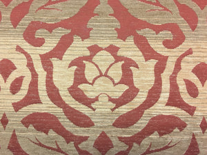 Rusty Red Gold Beige Medallion Water & Stain Resistant Chenille Upholstery Fabric