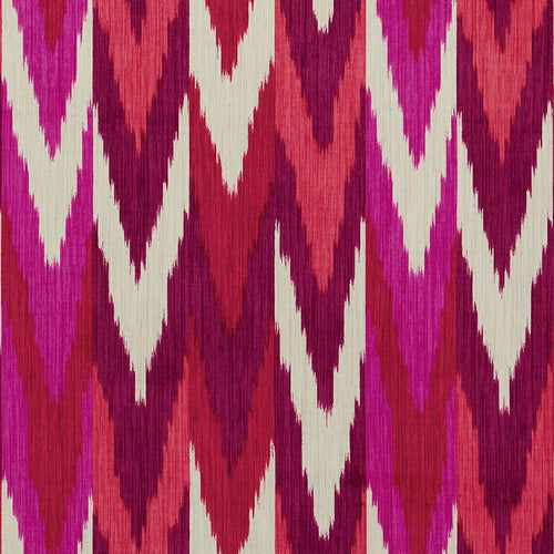 SCHUMACHER KASHGAR IKAT VELVET FABRIC 176102 / RUBY & PLUM