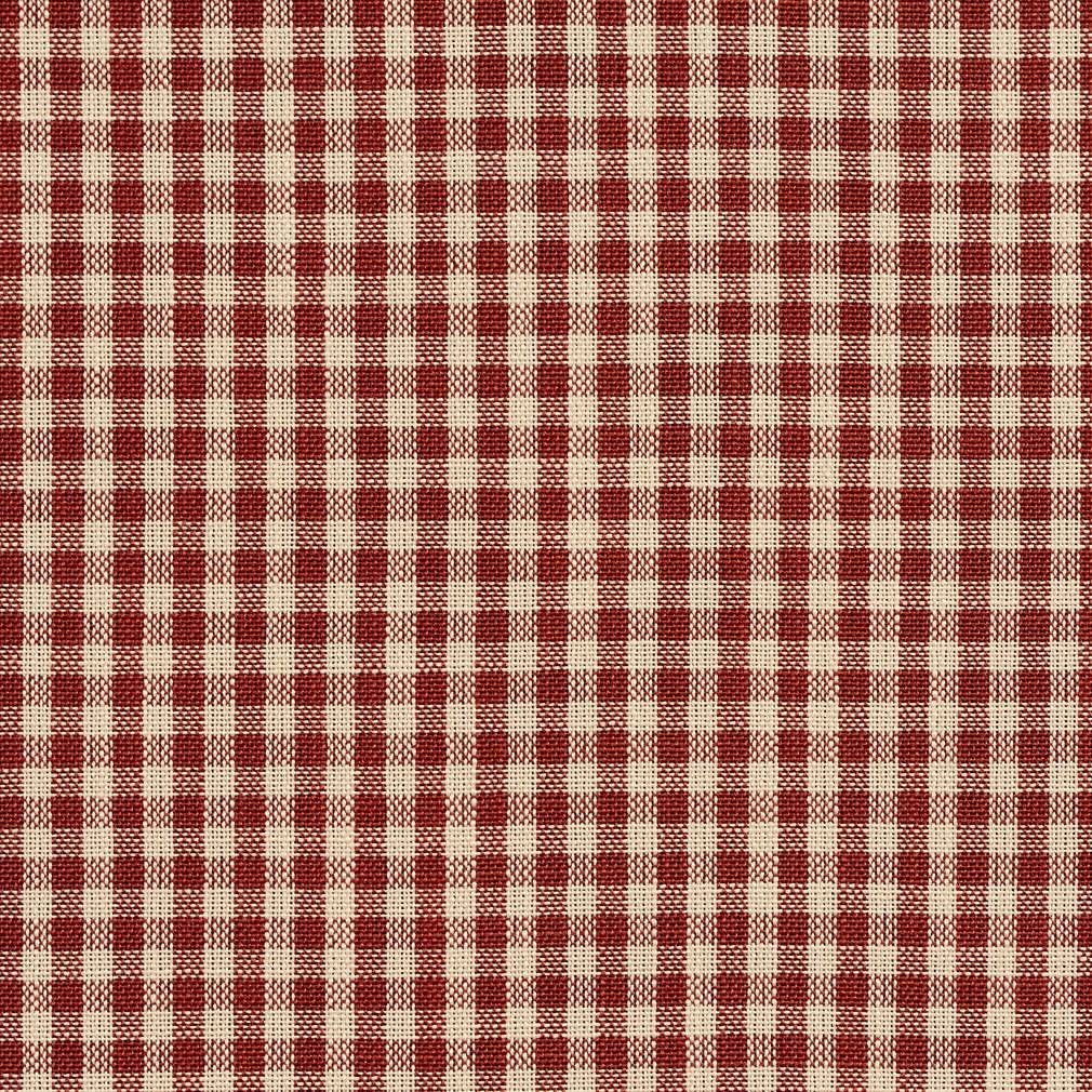 Essentials Red Beige Checkered Upholstery Drapery Fabric / Brick Gingham
