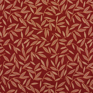 Essentials Heavy Duty Mid Century Modern Scotchgard Upholstery Fabric Red Beige Leaves / Wine