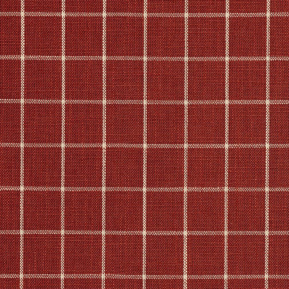 Essentials Red Beige Plaid Upholstery Drapery Fabric / Brick Checkerboard
