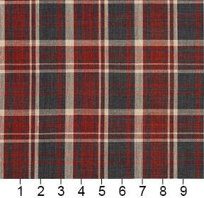 Essentials Red Black Beige Checkered Upholstery Drapery Fabric / Brick Plaid