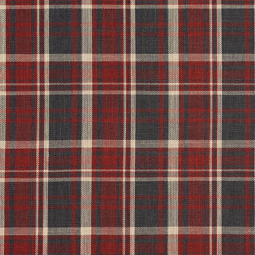 Essentials Red Black Beige Checkered Upholstery Drapery Fabric / Brick Plaid