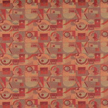 Load image into Gallery viewer, Essentials Mid Century Modern Geometric Red Burgundy Coral Upholstery Fabric / Pottery