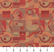Load image into Gallery viewer, Essentials Mid Century Modern Geometric Red Burgundy Coral Upholstery Fabric / Pottery