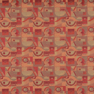 Essentials Mid Century Modern Geometric Red Burgundy Coral Upholstery Fabric / Pottery