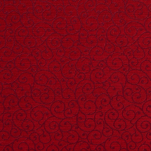 Essentials Heavy Duty Scotchgard Red Burgundy Scroll Upholstery Fabric / Crimson