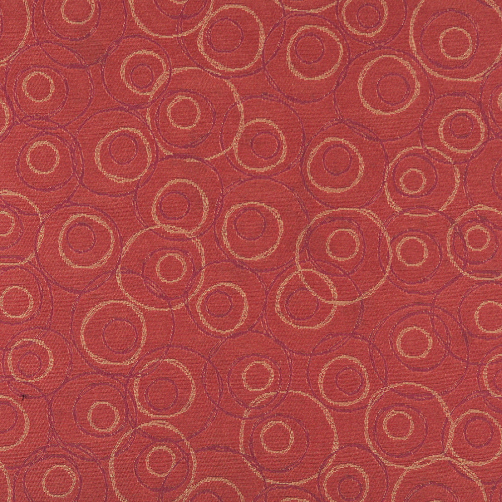 Essentials Mid Century Modern Geometric Red Coral Circles Upholstery Fabric / Sedona