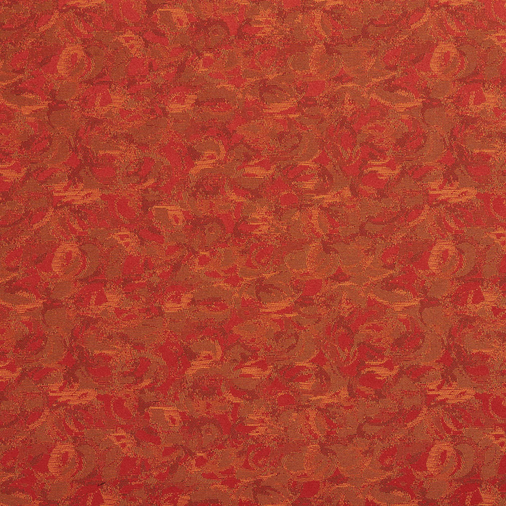 Essentials Heavy Duty Scotchgard Red Coral Orange Abstract Upholstery Fabric / Autumn