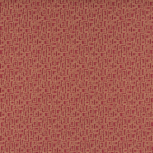 Essentials Mid Century Modern Geometric Red Gold Upholstery Fabric / Chili