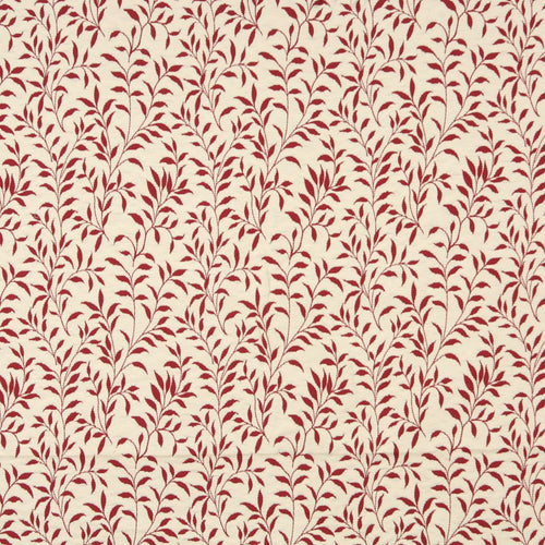 Essentials Floral Drapery Upholstery Fabric Red Ivory / Garnet Leaf
