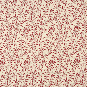 Essentials Floral Drapery Upholstery Fabric Red Ivory / Garnet Leaf