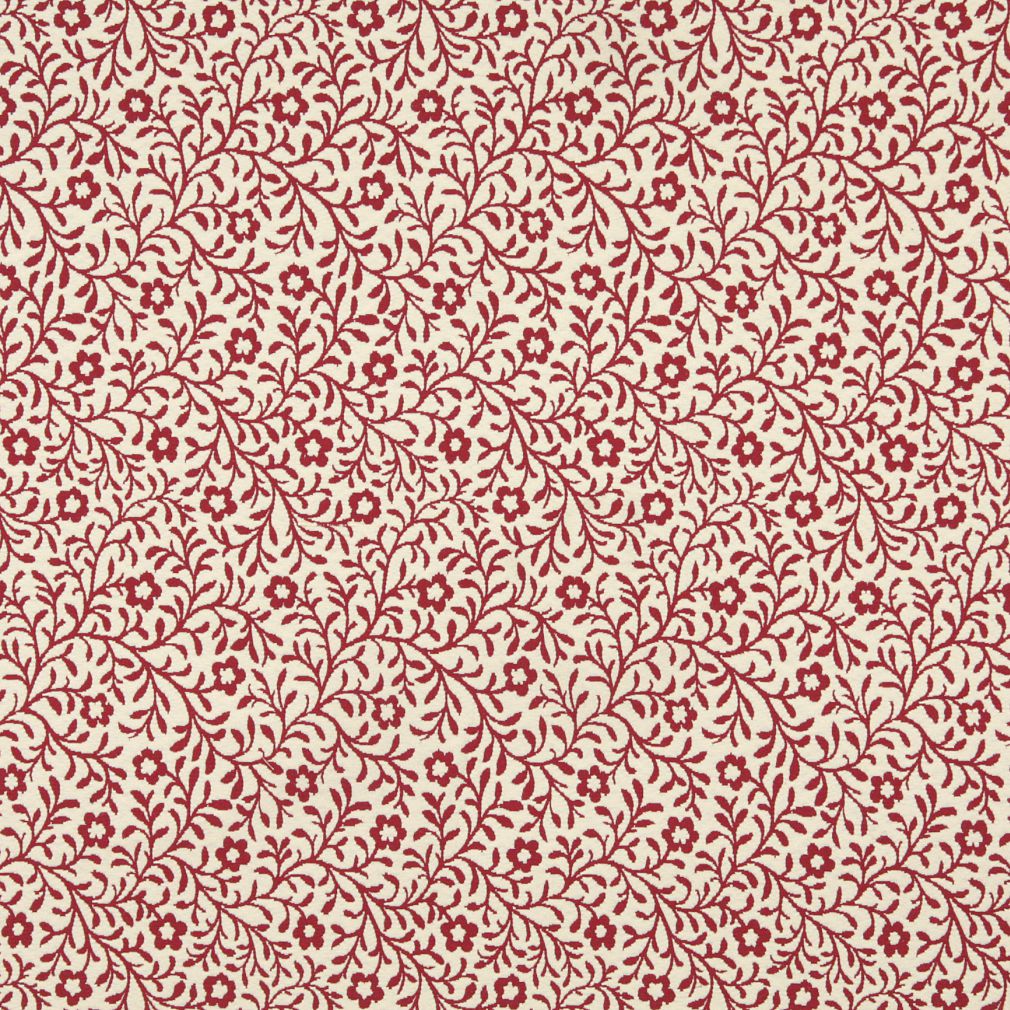 Essentials Floral Drapery Upholstery Fabric Red Ivory / Garnet Trellis